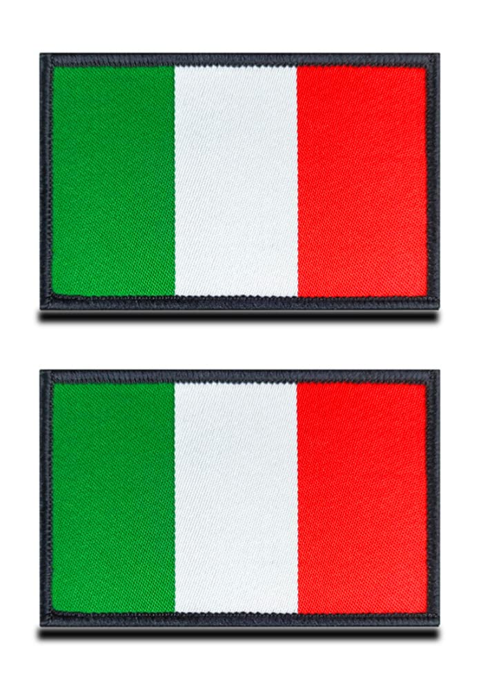 Zcketo 2 PCS Italy Flag Tactical Embroidered Patches - 3.15''x 2'' Italian Flag Military Uniform Sew On Emblem Patch - Loop & Hook Fasteners Attach to Tactical Backpack, Clothes, Garment & Gears