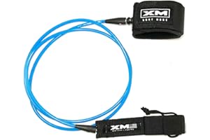 XM SURF MORE Regular Premium Surfboard Leash, 5/6/7/8/9/12ft Length, Cord (.270 in.) Unbreakable Swivels, Detachable Railsaver, Made in USA [3 Yr Warranty]
