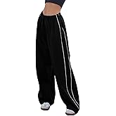 Himosyber Women's Parachute Pants Baggy Elasitc Waist Relaxed Y2K Track Pant Trousers