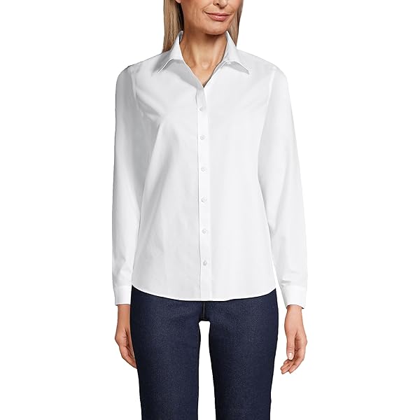 Lands' End Womens LS No Iron Button Front Shirt White Tall 18 at Amazon  Women's Clothing store