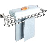 Alise Double Towel Rack for Bathroom,24 Inch Bathroom Tower Holder Towel Shelf with Double Towel Bars Wall Mount,SUS304 Stainless Steel Towel Hanger Double Tower Bar for Bathroom Wall,Brushed Nickel