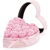 Cyrabota 16 Preserved Roses Heart Shape Box, Forever Real Roses Gift, Forever Flowers Gift for Her Women Girlfriend Wife Mom Valentines Birthday Pink