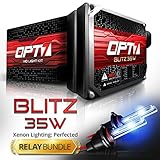 OPT7 Blitz 35w H11 (H8, H9) HID Kit - Relay Bundle - All Bulb Sizes and Colors - 2 Yr Warranty [6000K Lightning Blue Xenon Light]