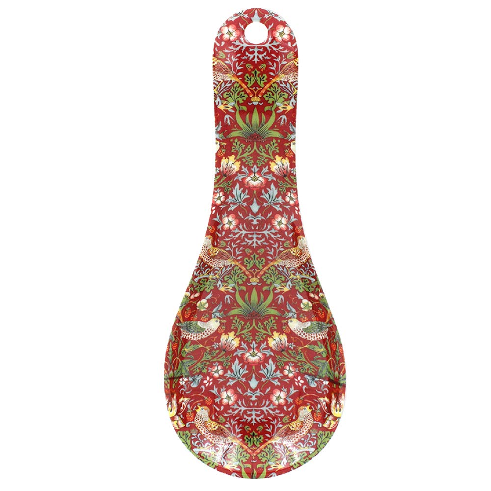 William Morris Red Strawberry Thief Melamine Spoon Rest Floral with Birds