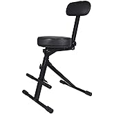 Rockville RDS42 Portable Adjustable DJ Guitar Chair with Padded Backrest | Foldable Steel Frame, 12" Padded Seat, Footrest, 300 lb Capacity, Portable Design, DJ Guitar, Drum and Keyboard Use