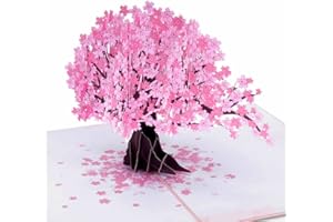 Paper Love 3D Cherry Blossom Pop Up Mothers Day Card, Gift for Birthday, Wedding, Anniversary, Thank You, Get Well, All Occasion or Just Because - 5" x 7" Cover - Includes Envelope and Note Tag