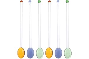 KHBUAB Assorted Color Glass Swizzle Sticks 6Pcs Environmentally Friendly for Iced Tea Coffee and Cocktails