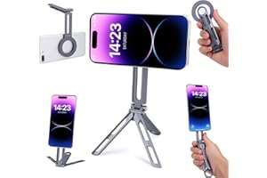 Magnetic Phone Tripod for iPhone, Aluminum Portable Smartphone Pocket Cell Phone Stand for Car Travel Live Broadcast