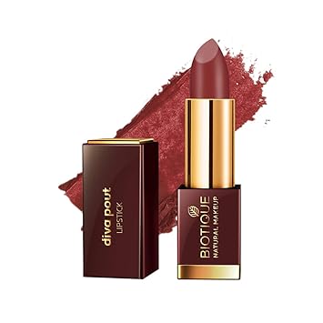 Biotique Natural Makeup Diva Pout Lipstick, Wine Love, 4g
