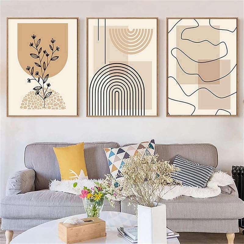 QPLGTU Geometric Abstract Poster Set, Plant Art Decoration Pictures, Printed Posters on The Background Wall of The Living Room and Bedroom, Frameless (Style 1, 20x30cm*3) — image 1