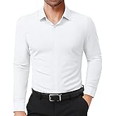 Lion Nardo Slim Fit Dress Shirts for Men Stretch Muscle Fit Long Sleeve Dress Shirts Wrinkle Free Formal Button Down Shirts