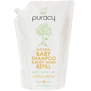 Puracy Natural Baby Shampoo & Body Wash Refill, Tear-Free Hypoallergenic Bath Soap, 64 Ounce
