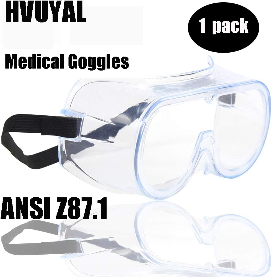 Medical Goggles Protective Safety Goggles -Anti-Fog Virus Goggles Surgical Against Liquid Splash Shield Safety Over Glasses Perfect Eye Protection for Lab, Chemical, With CE (medical goggles 1 pack)