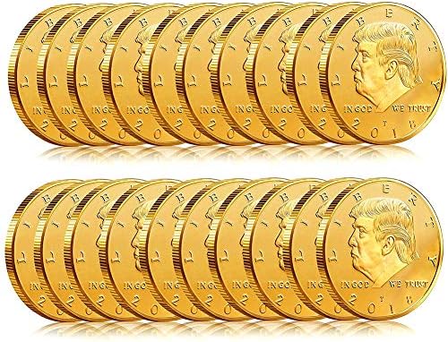 20 Pack Donald Trump Gold Coin, 2018 Gold Plated Collectable Coin and Case Included, 45th President