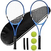Tennis Rackets 2 Players Recreational for Beginners,Pre-Strung 27 Inch Light Adult Racquet Set for Women Men with Tennis Balls,Overgrips and Carry Bag