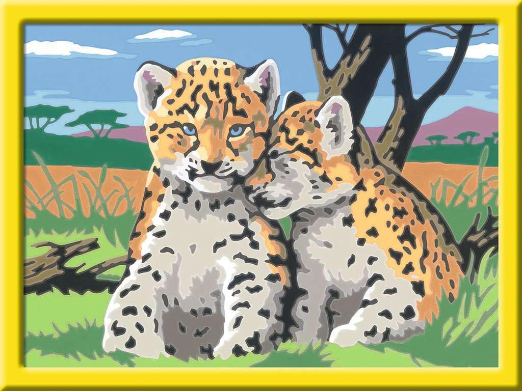 Ravensburger CreArt 28486 - Little Leopards - Painting by Numbers for Children from 9 Years, Painting Set with Frame, Brush and Acrylic Paints, Gift for Girls and Boys