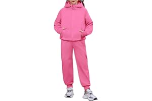Arshiner Girls 2 Piece Outfit Drop Shoulder Zip Up Hoodies and Sweatpant Clothing Set with Pockets