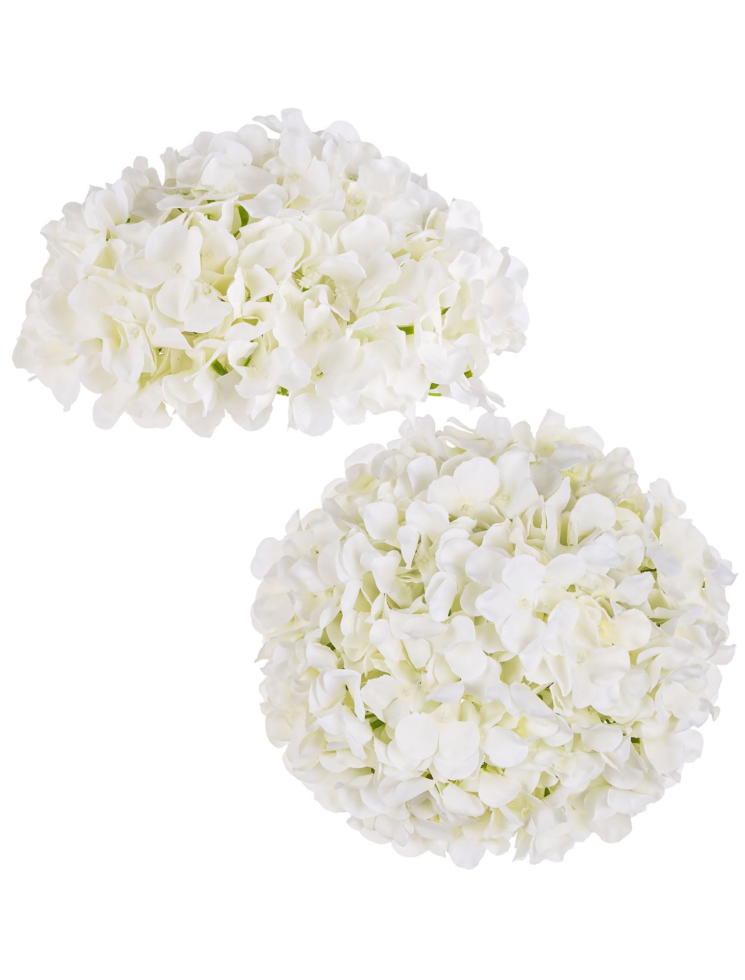 BLOSMON Hydrangea Artificial Flowers Wedding Decoration 2 Pcs Fake Flowers White Silk Flower Ball Home Centerpieces Decor, Faux Hydrangea Floral Arrangements Party Kitchen Table DIY Decorations