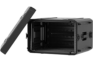 Phenyx Pro 6U Rack Case, 19" Rackmount Road Case, Detachable Front and Back Cover Storage, Shockproof & Waterproof, Audio Rack for Wireless Mic Systems, IEMs, Amplifiers (PRCSE-6UD)