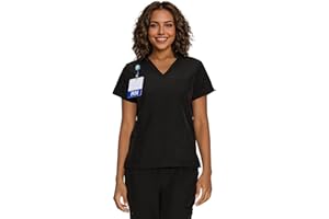 floralhue Scrub Tops for Women, Curved V-Neck Scrub Tops with 3 Pockets, Soft Stretch, Easy Care