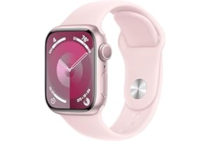 Apple Watch Series 9 [GPS 41mm] Smartwatch with Pink Aluminum Case with Light Pink Sport Band S/M. Fitness Tracker, ECG Apps, Always-On Retina Display, Water Resistant (MR933LW/A)