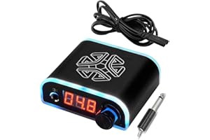 Tattoo Power Supply, ATOMUS Digital Power Supply with Cable Foot Pedal Button Colorful Light for Tattoo Machine Pen Liner and