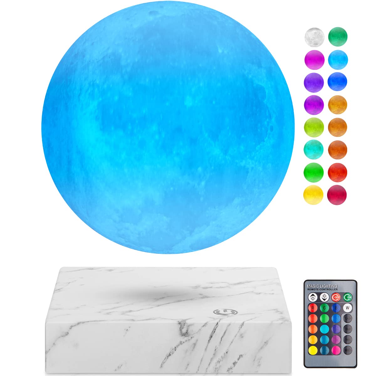 DIDWI Magnetic Floating and Spinning Moon Lamp, Levitating 3D Moon Light Lamps, 16 Colors LED Moon Night Lights for Room Decor, Cool Gifts for Kids, Parents, Friends