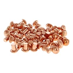 MroMax 50Pcs M4 Round Head Copper Solid Rivets