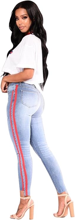 jeans with red side stripe
