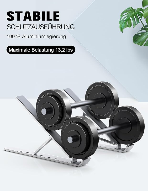 Aluminium Laptop Ständer, 5-Stufe Höhenverstellbarer, Belüfteter