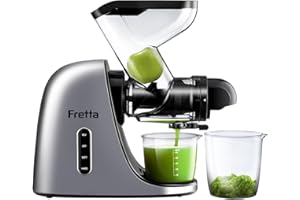 Fretta Juicer Machines Vegetable and Fruit, Cold Press Juicer, High Juice Yield Masticating Juicer,Juicer Squeezer with Rever