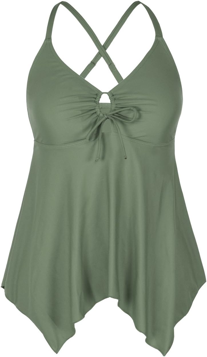 Women's Tankini Swimsuits Modest Flowy Crossback Plus Size Bathing Suit Top