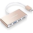 LENTION 4-in-1 USB-C Hub with Type C, USB 3.0, USB 2.0 for 2024-2016 MacBook Pro (M1-M4), iPhone 16-15 New Mac Air/Surface, ChromeBook, More, Multiport Charging & Connecting Adapter (C13, Gold)