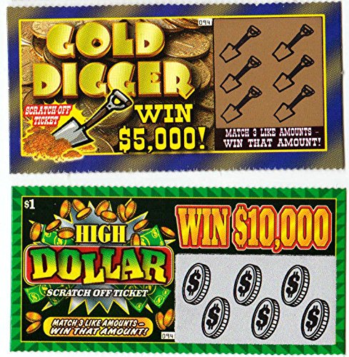 5 FAKE ALL WINNING SCRATCH OFF LOTTERY TICKETS - PRANK - GAG - JOKE by Hikingsters