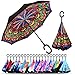 owen kyne Windproof Double Layer Folding Inverted Umbrella, Self Stand Upside-down Rain Protection Car Reverse Umbrellas with C-shaped Handle (Gothic Windows)