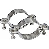 AKIHISA 2 PCS 2-1/4 Inch Heavy Duty Rigid Handleless Flat Pipe Bracket Clamp, Stainless Steel_304 Split Ring Hanger ID Range 