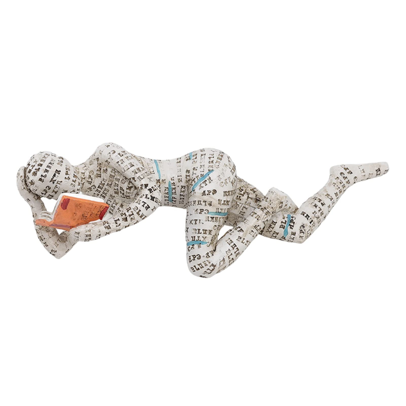 Buachois Figure Ornament,Reading Woman Figurine Simple Figure Sculpture Sculpted Hand Painted Figure Personalized Desktop Decorative Crafts Bookshelf Ornaments for Home (C)