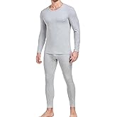 wirarpa Men's Cotton Long Johns Thermal Underwear Set Base Layer Lightweight Long Sleeve Top and Pajama Bottom