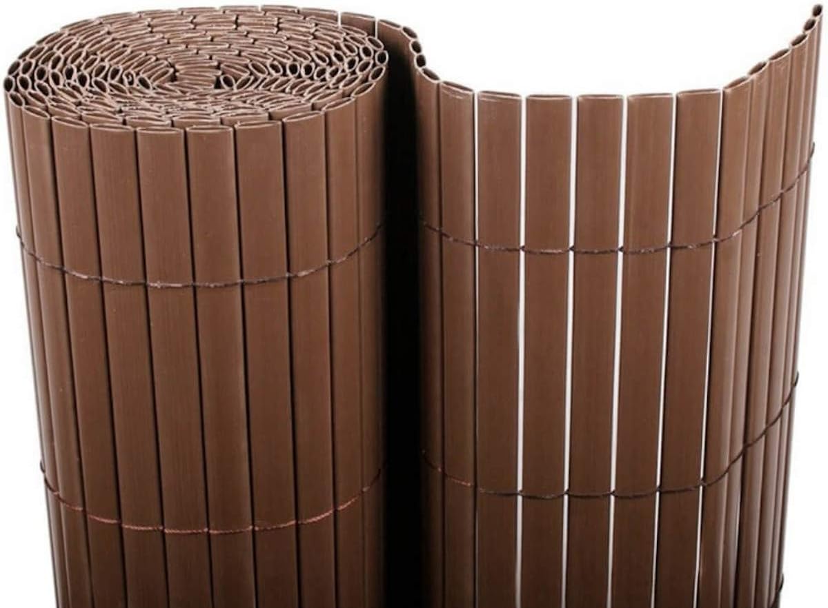 COMERCIAL CANDELA FELPUDOS Y ALFOMBRAS Cañizo PVC Doble Cara con Bridas | Estera de PVC | Resguardo Visual Intimidad para Jardín, Balcón o Terraza | Resistente Color (1,5_x_3_Metros, MARRÓN)