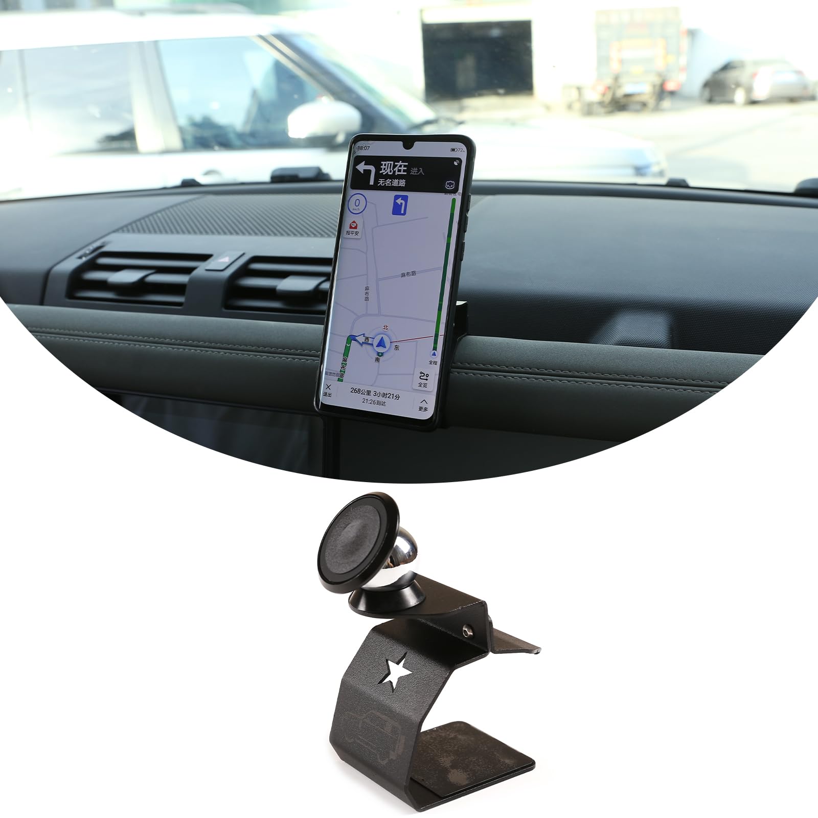 DIYUCAR Universal Mobile Phone 360°Rotation Car Mount Holder for LR Defender 90 110 2020 2021 Navigation Cellphone Mount for iPhone 12 11Pro Max Xs Xr, Samsung Galaxy (Black 02)