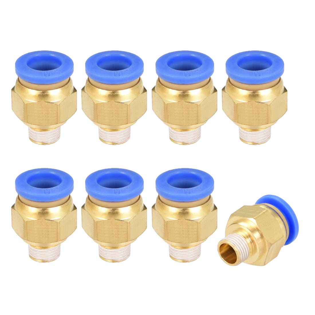sourcing map Straight Pneumatic Push to Quick Connect Fittings G1/8 Male x 8mm Tube OD 8pcs