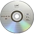 DVD+R DL Double Layer Logo 8X 8.5GB 240min Video – LSK Media Logo Top, 50 Pack in Spindle | Blank DVDs for Burning Video | DVD Discs Blank | Recordable DVDs