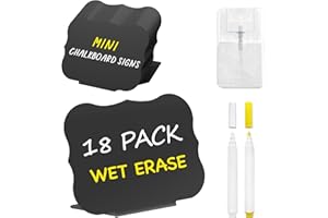 PigPotParty 18 Pcs Food Labels for Party Buffet w/Cleaning Spray, 4"x3" Mini Chalkboard Signs for Food Display, Table Place C
