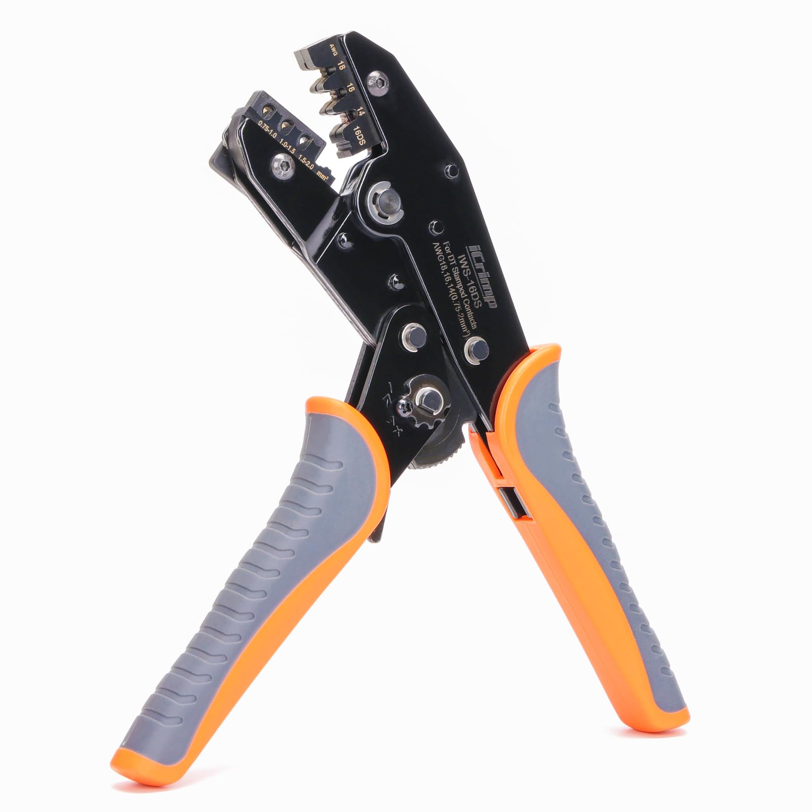 iCrimp Open Barrel Crimping Tool with Positioner, for 0.75-2mm² Deutsch DT Series Connectors, Precise Crimper for 18-14 AWG Automotive and Industrial Wiring