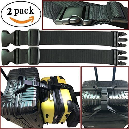 2pcs Two Add a Bag Luggage Strap Travel Luggage Suitcase Adjustable belt Travel Accessories Travel Attachment - Connect your 3 luggages