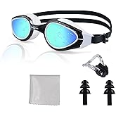 PHELRENA Swim Goggles, Anti Fog,No Leaking,UV Protection,Shatter-Proof, Clear Wide Vision Triathlon Swim Goggles