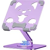 Aoviho Adjustable Tablet Stand, 360&deg; Rotating Aluminum Holder, Purple | Open Ventilated Design, Fits iPad Pro/Air/Mini &amp; Samsung Galaxy Tab, Stable Support for Home, Office &amp; Travel