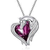 AOBOCO Horse Necklace 925 Sterling Silver Horse Lovers Heart Pendant with Crystal Animal Jewelry Gift for Women