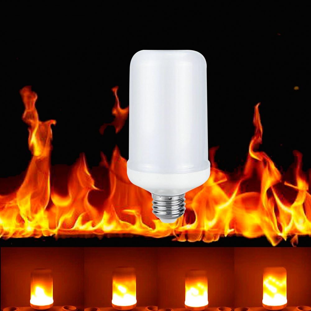 BUYBAY LED Flame Effect Fire Light Bulbs,Creative Lights with Flickering Emulation,Vintage Atmosphere Decorative Lamps, Simulated Nature Gas Fire in Antique Hurricane Lantern,Pack of 1