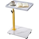 XNSDXV C Table End Table Adjustable Height, 360&deg;Swivel TV Tray Table for Small Spaces, Couch Tables that Slide Under, C Shaped Side Tables Living Room and Bedroom for Sofa, Bed,Chair, Snack